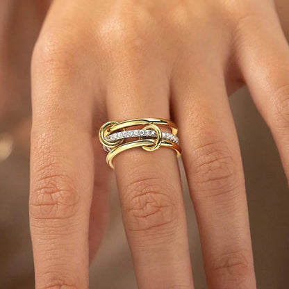 LUNA™ | SPARKLING TWO TONE & 18K STERLING SILVER RING