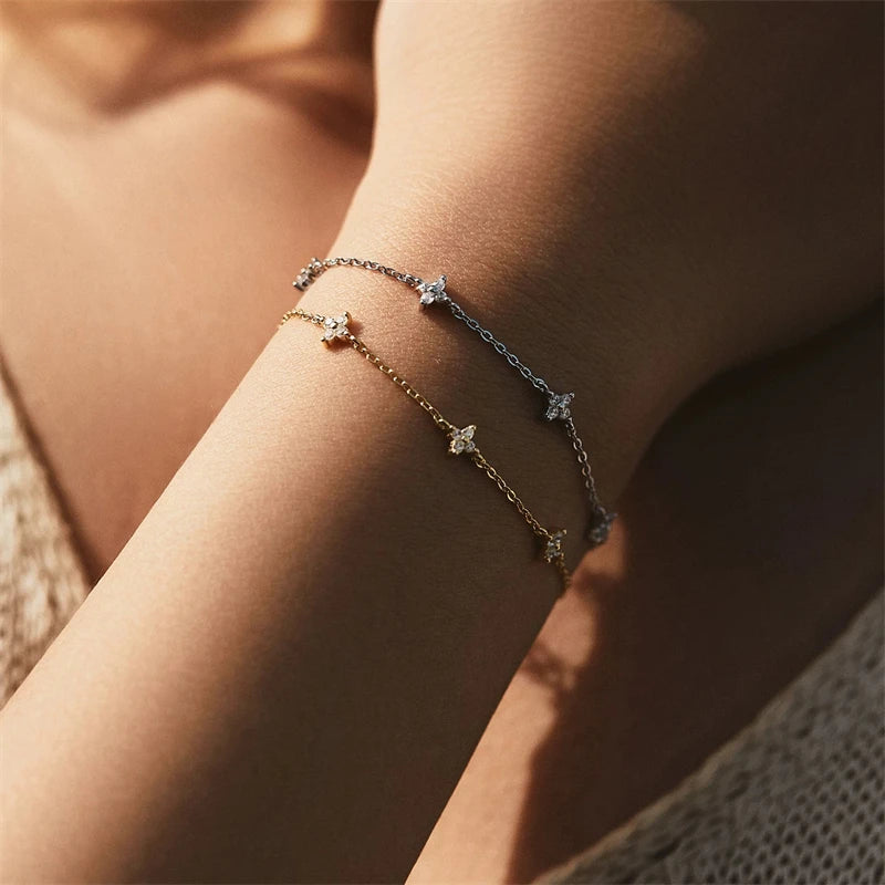FLEUR™ | GORGEOUS STERLING SILVER AND 18K GOLD BRACELET